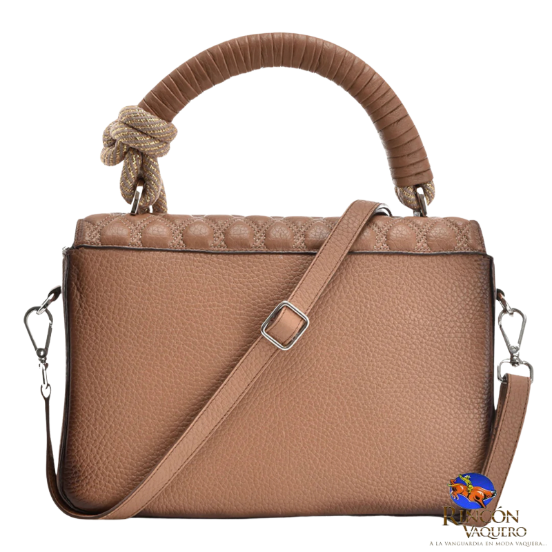 Bolso elegante de piel café claro hecho a mano
