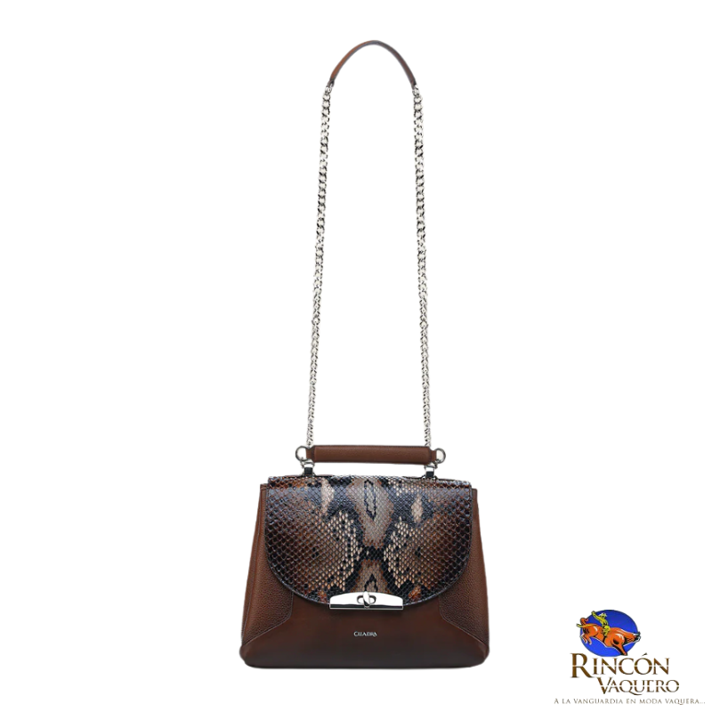 Crossbody en piel genuina de pitón para dama