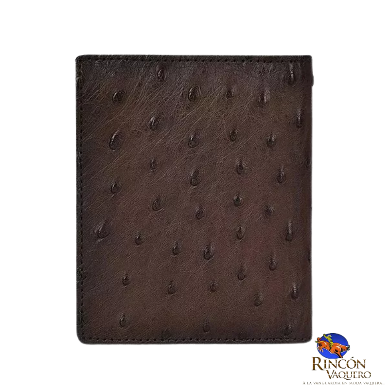 Billetera Para Caballero En Piel Genuina de Avestruz Chocolate