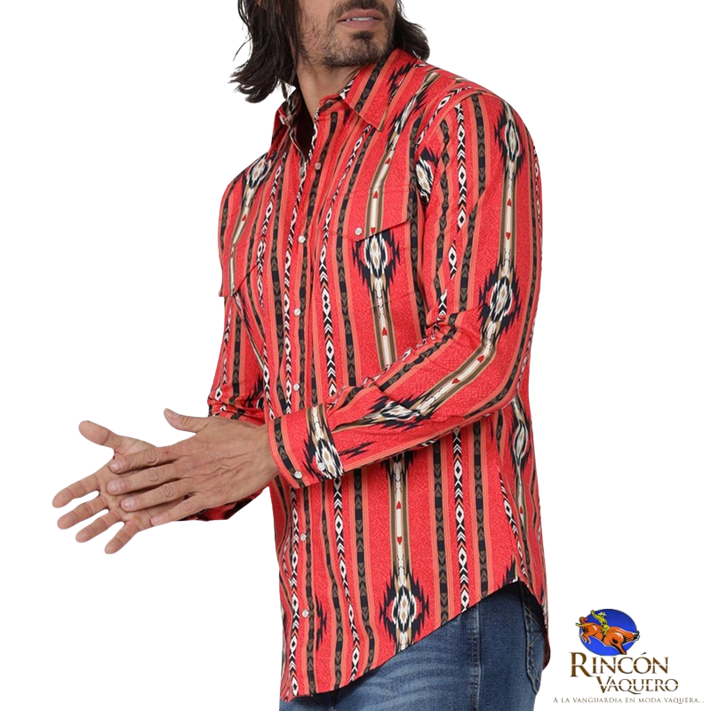 Camisa Vaquera Wrangler Hombre Checotah Regular Manga Larga 717