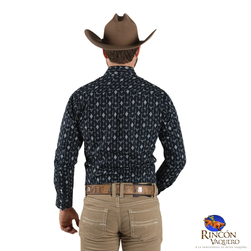 Camisa Wrangler Caballero Cráneo Negro