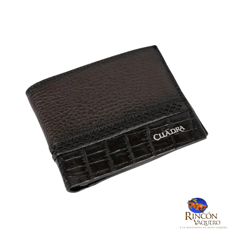 Billetera Cuadra en Piel Genuina de Niloticus Negro
