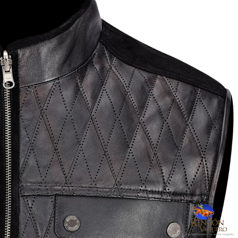 Chaleco reversible en piel genuina de ovino para caballero