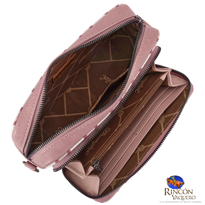 Bolso bandolera Wrangler con estampado retro y compartimento para billetera