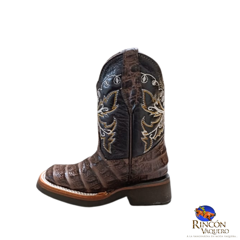 Bota rodeo para niño con grabado cocodrilo