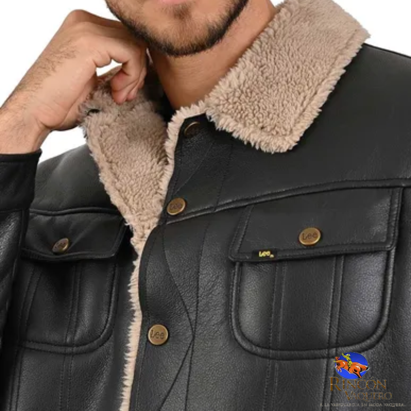 Chamarra Lee Trucker Hombre Leco2522 Original Con Borrega