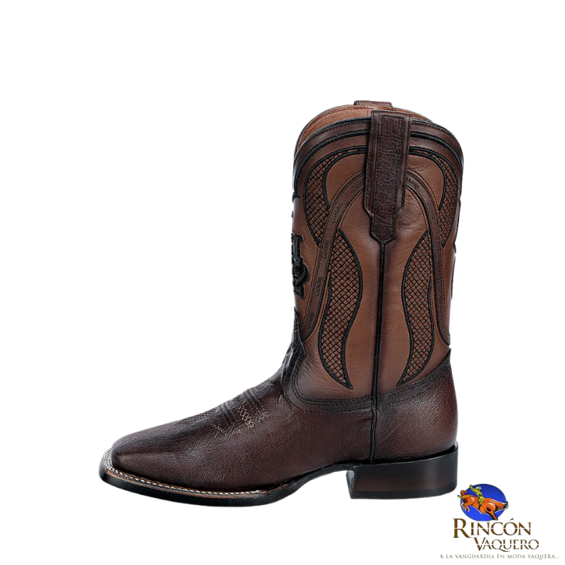 Bota rodeo en piel genuina de panza de avestruz para caballero