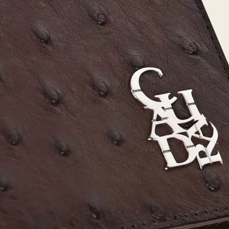 Billetera Para Caballero En Piel Genuina de Avestruz Chocolate