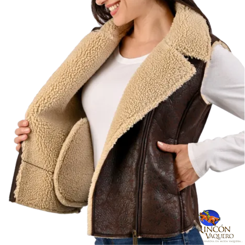Chaleco Wrangler para dama imitacion piel borrego