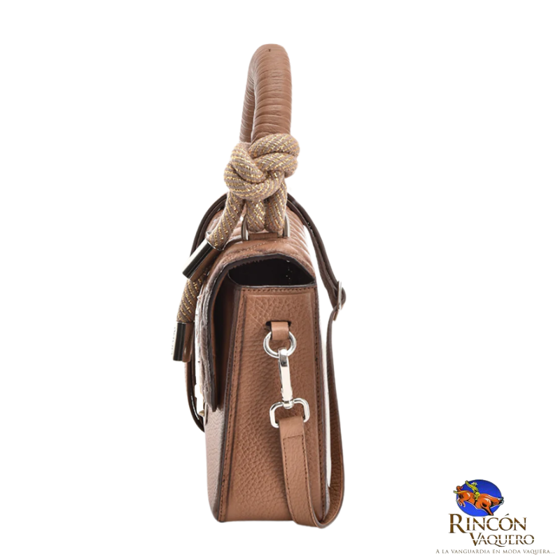Bolso elegante de piel café claro hecho a mano