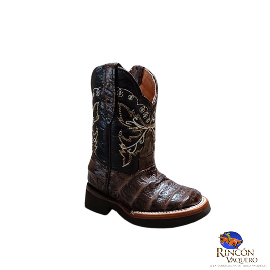 Bota rodeo para niño con grabado cocodrilo