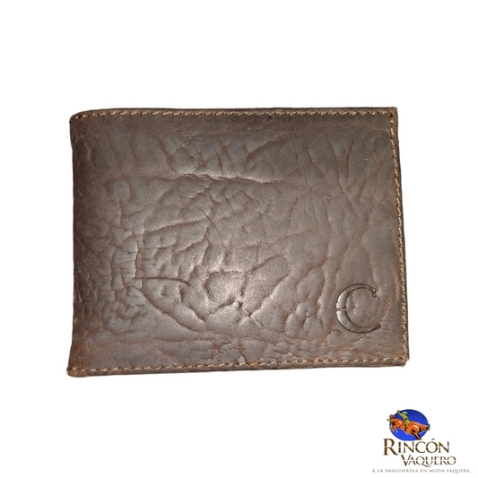Cartera para caballero en piel genuina de res color chocolate