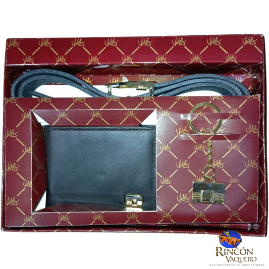 Set Cartera, Llavero y Cinto Vidal's JC-34-N Chocolate