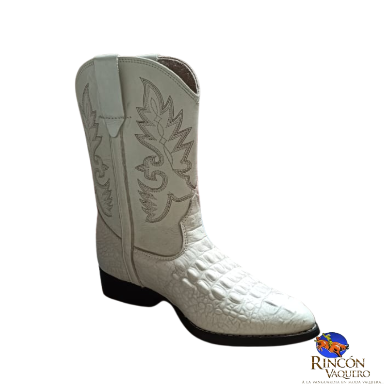 Bota para joven con diseño de cocodrilo en color blanco