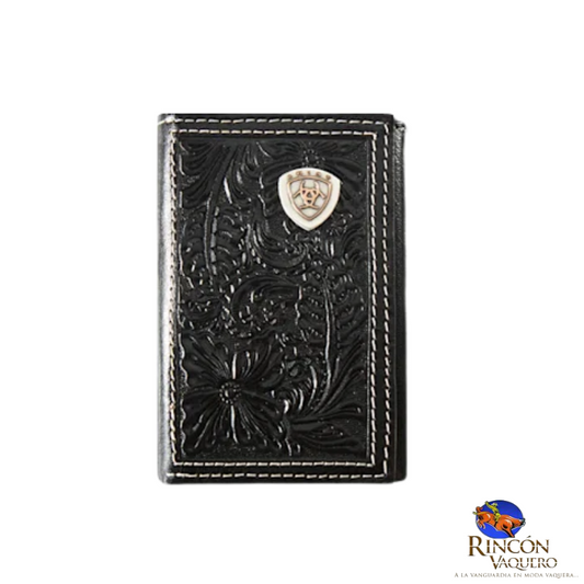 Cartera Ariat Trifold Estilo Floral Escudo en Relieve