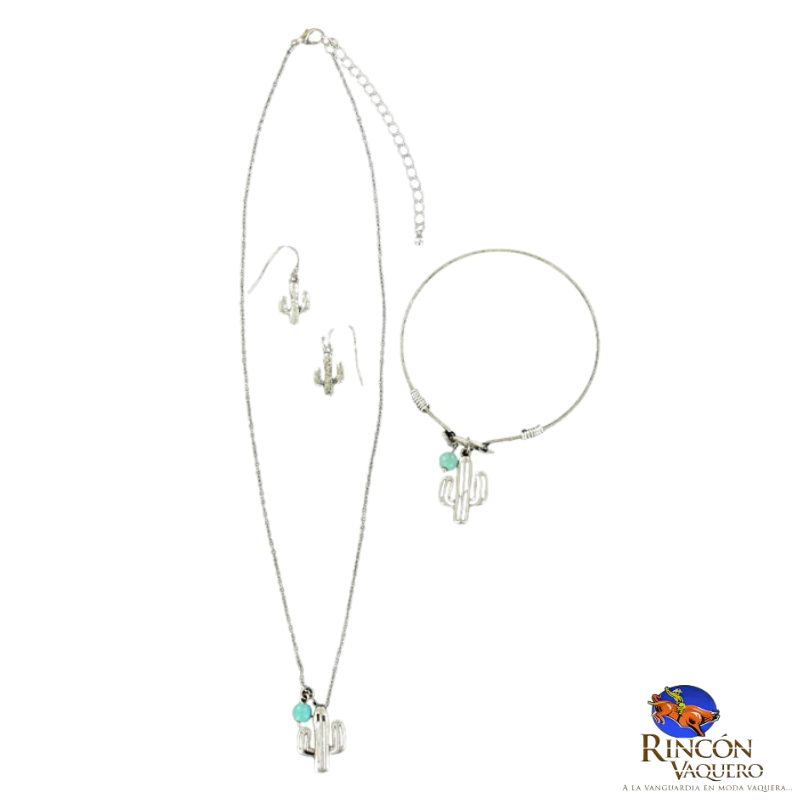 Collar y aretes en set M&F Cactus