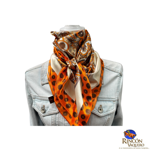 Mascada Rodeo Drive Orange and Cream Giant Paisley para dama