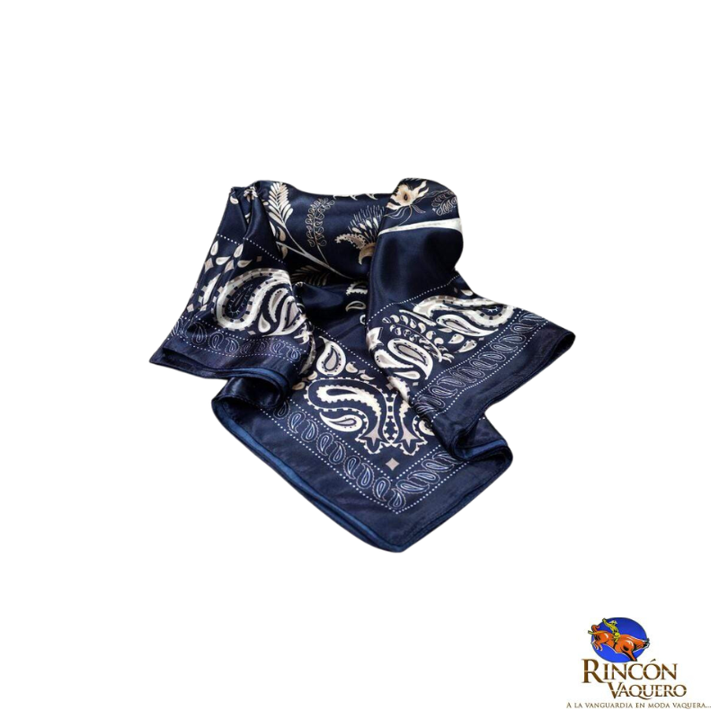 Mascada Rodeo Drive Paisley Azul y Crema para dama
