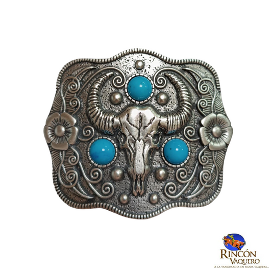 Hebilla Cráneo Piedra azul