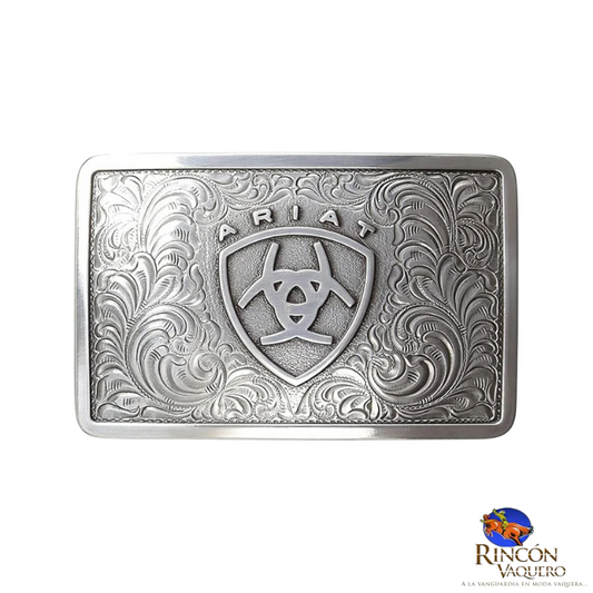 Hebilla de cinturón rectangular de filigrana plateada Ariat