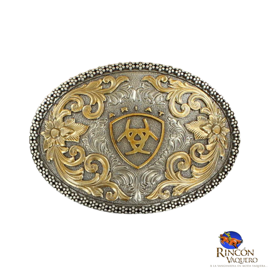 Hebilla de cinturón para hombre con borde de baya y escudo Ariat