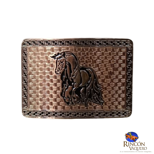 Hebilla Nocona square caballo dorado