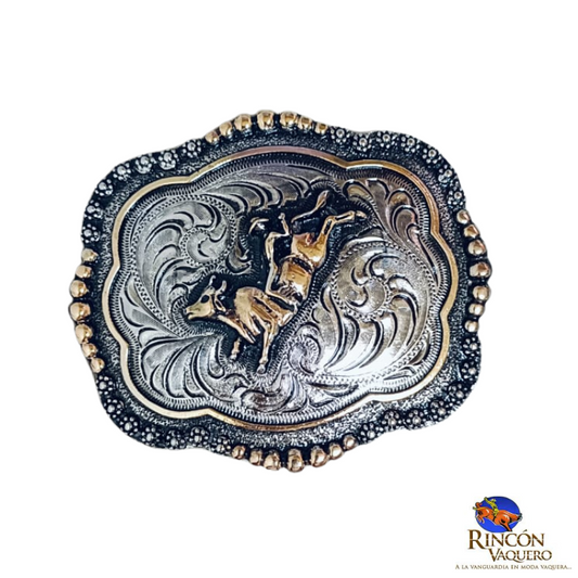 Hebilla Ranch Brand Jinete borde con flores y perlitas