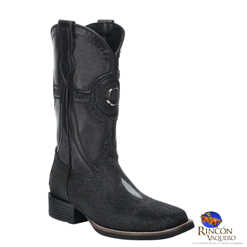 Bota de rodeo en piel genuina de mantarraya para caballero