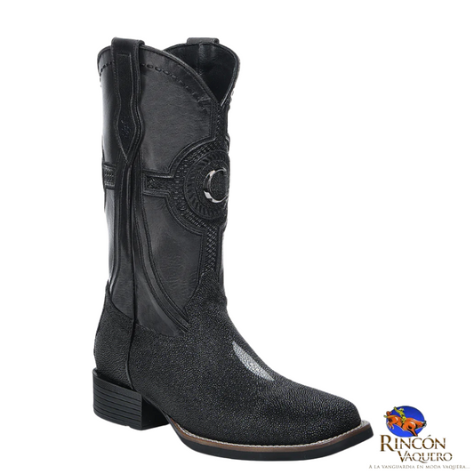 Bota de rodeo en piel genuina de mantarraya para caballero