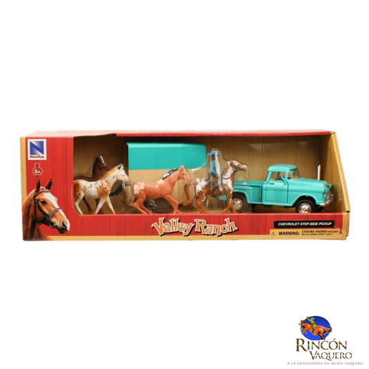 Juguete M&F Western Chevy Pickup 1955 and Horse Trailer