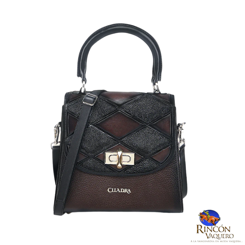 Bolso de mano en piel genuina de mantarraya para dama