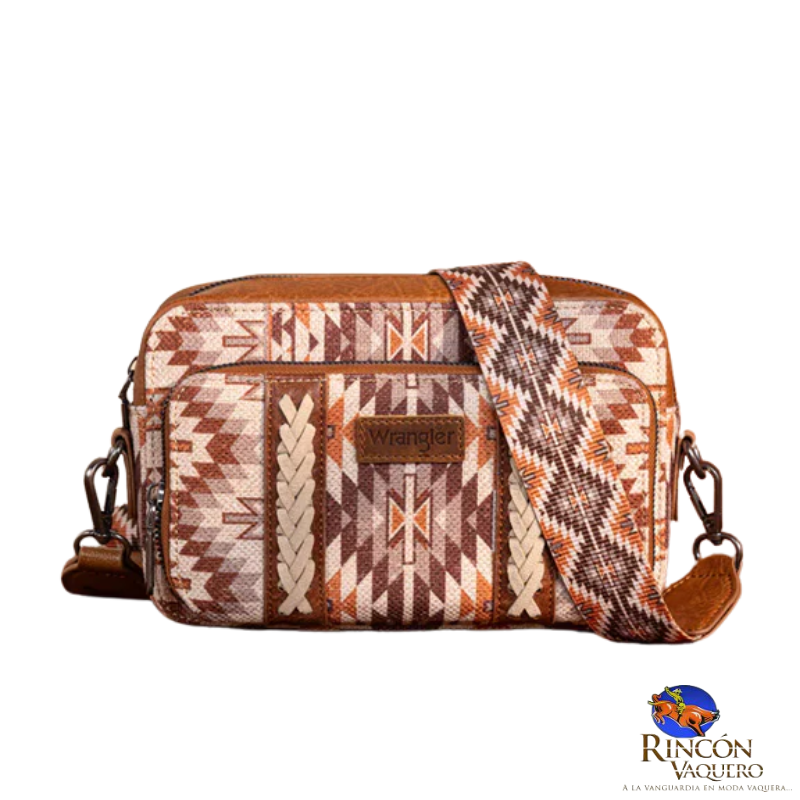 Bolso bandolera Wrangler con estampado retro y compartimento para billetera