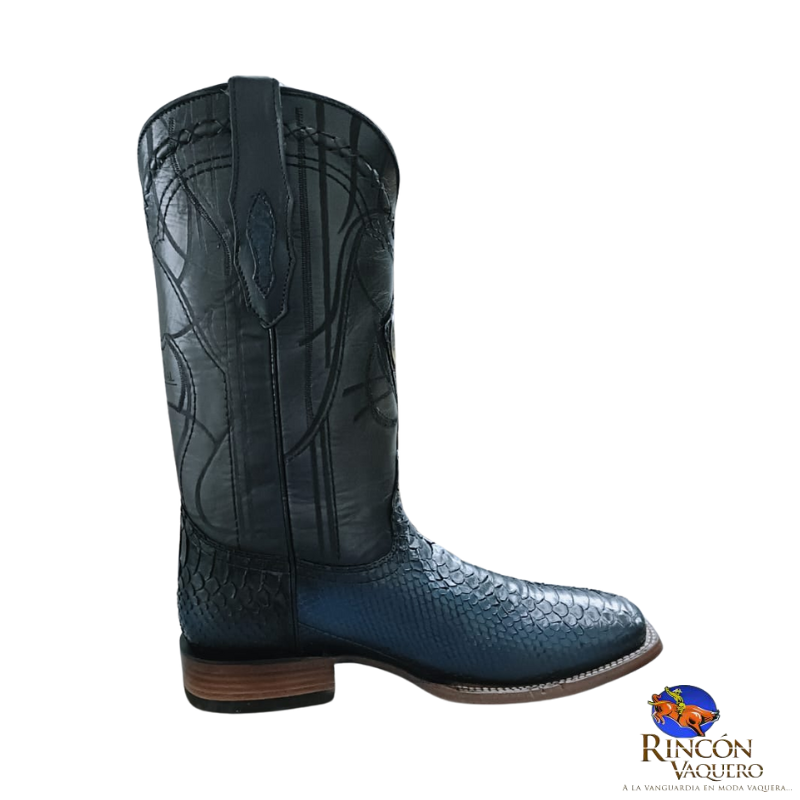 Bota rodeo en piel genuina de pitón para caballero