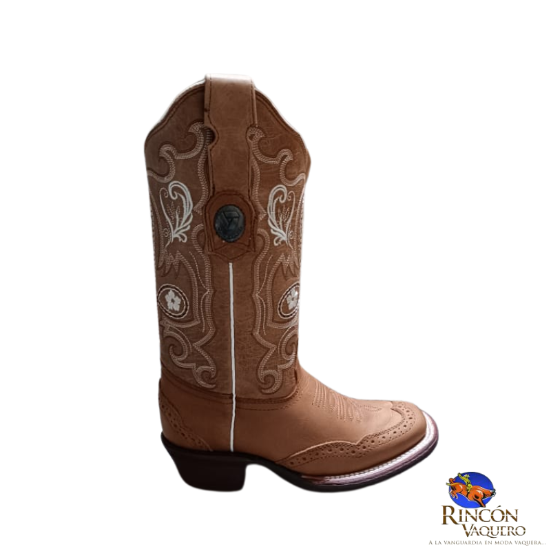 Bota para dama Tombstone en piel de res bordado floreado