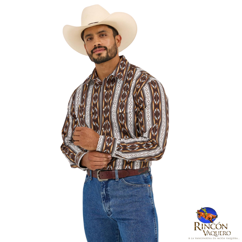 Camisa Vaquera Wrangler caballero Checotah Regular Manga Larga 909