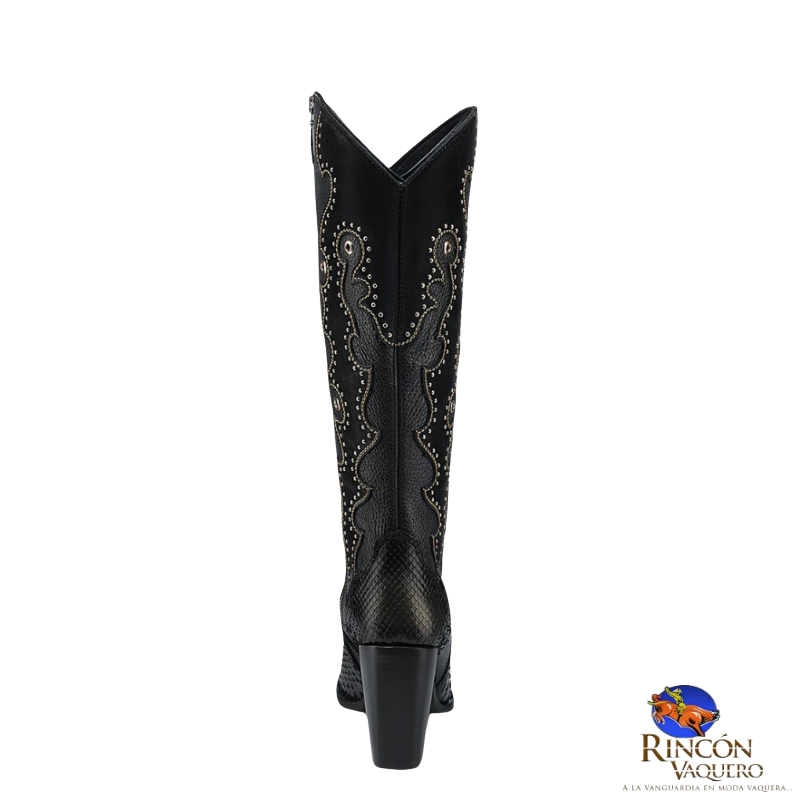 Bota tradicional en piel genuina de pitón para dama