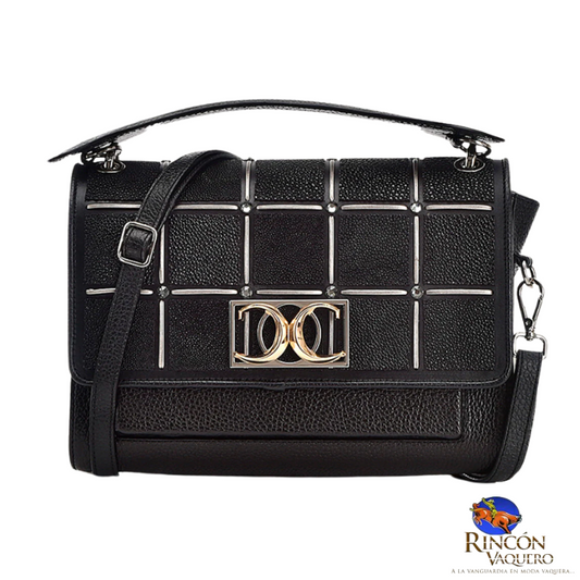 Bolso de mano en piel genuina de mantarraya para dama