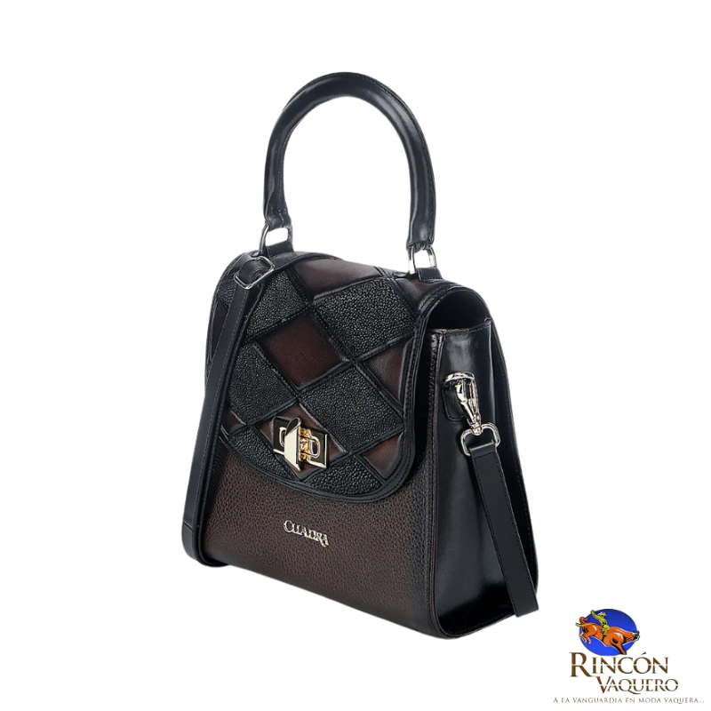 Bolso de mano en piel genuina de mantarraya para dama