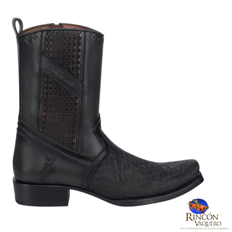 Bota fine western en piel genuina de elefante para caballero