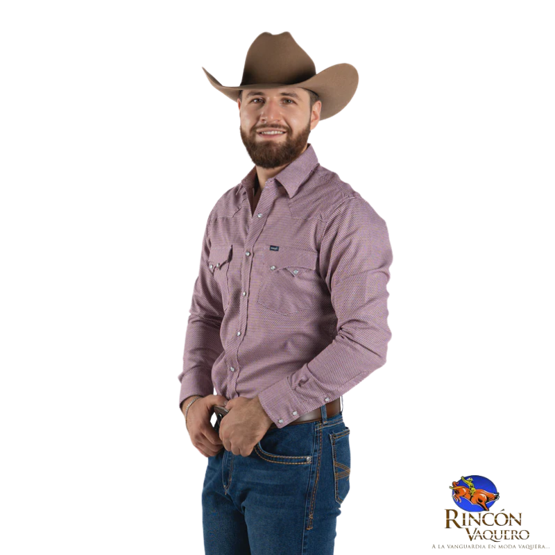 Camisa Wrangler caballero estampado vino 571