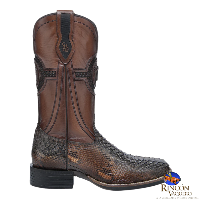 Bota rodeo en piel genuina de pitón para caballero