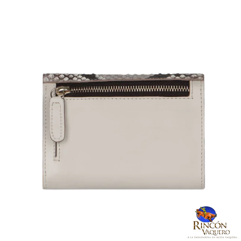 Cartera para dama en piel genuina de pitón color gris