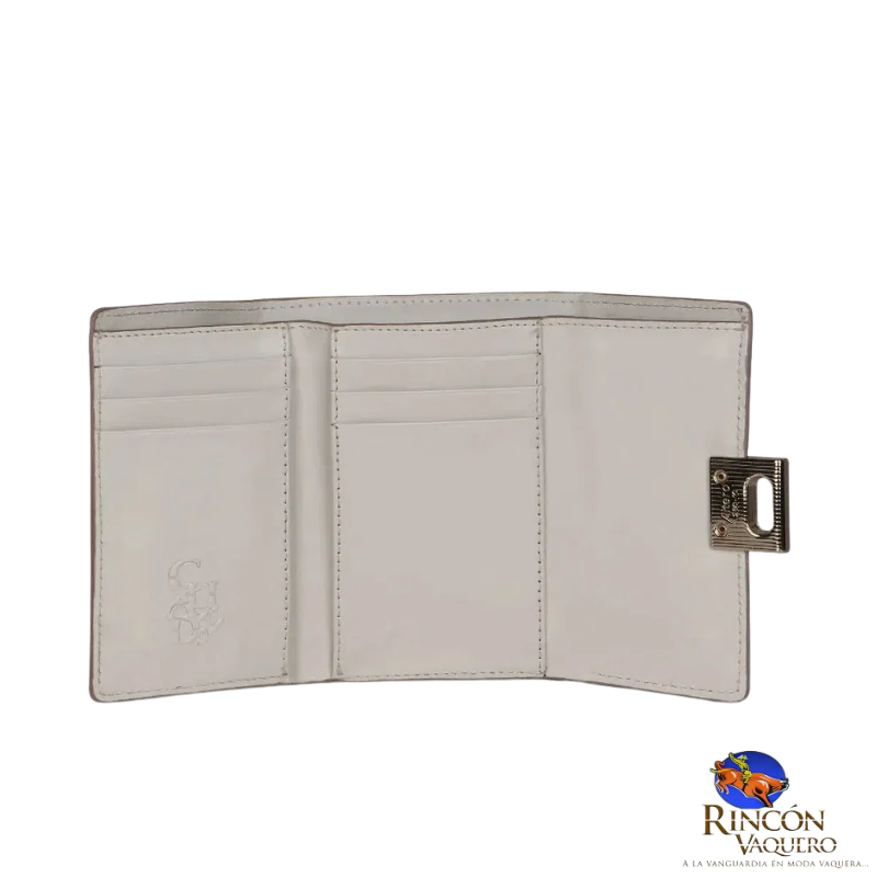Cartera para dama en piel genuina de pitón color gris