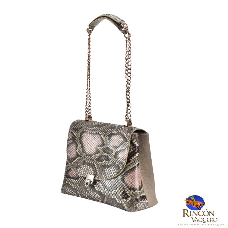 Crossbody en piel genuina de pitón para dama