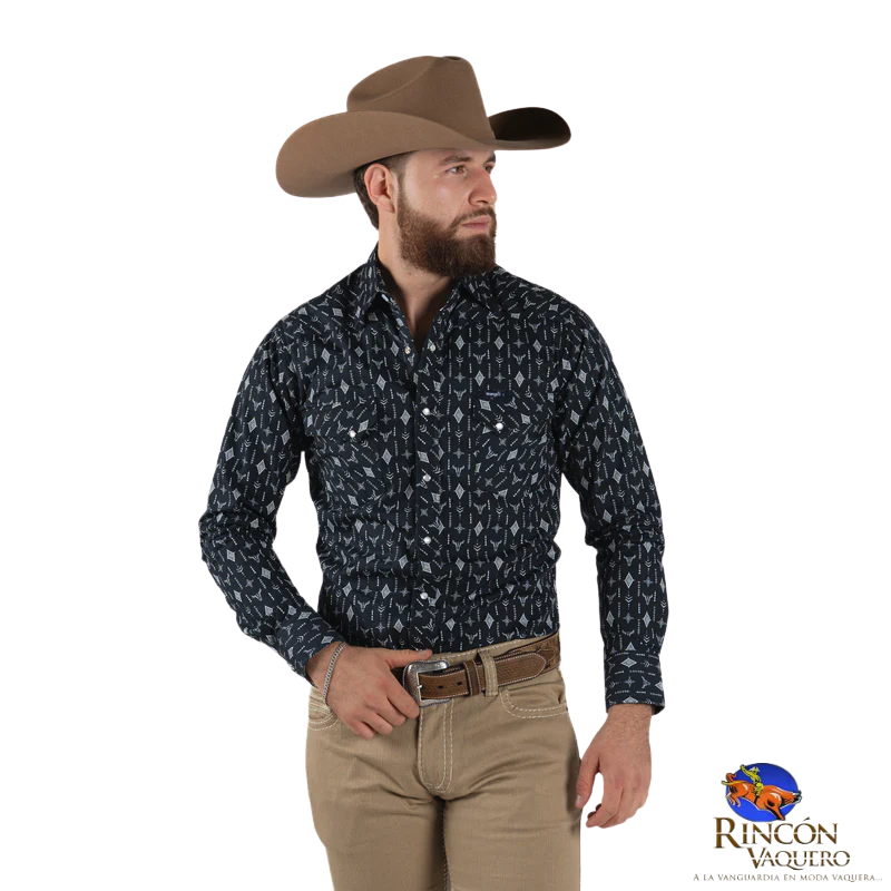 Camisa Wrangler Caballero Cráneo Negro