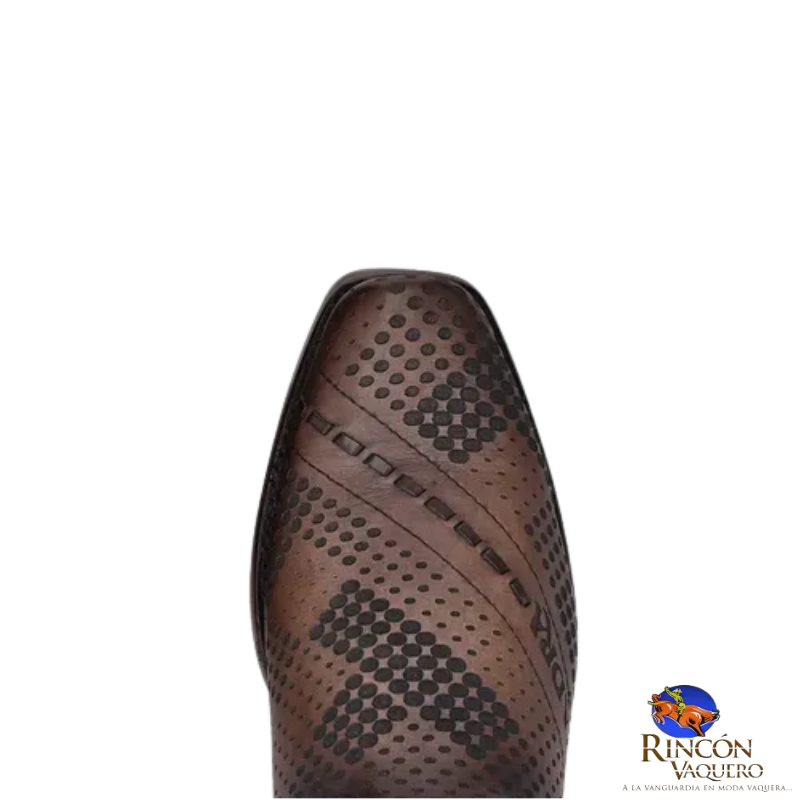 Bota casual de piel grabada color café