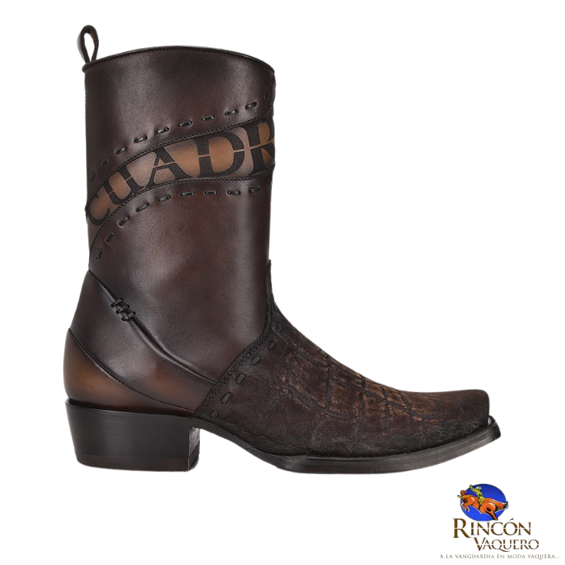 Bota para caballero en piel genuina de elefante y piel de bovino