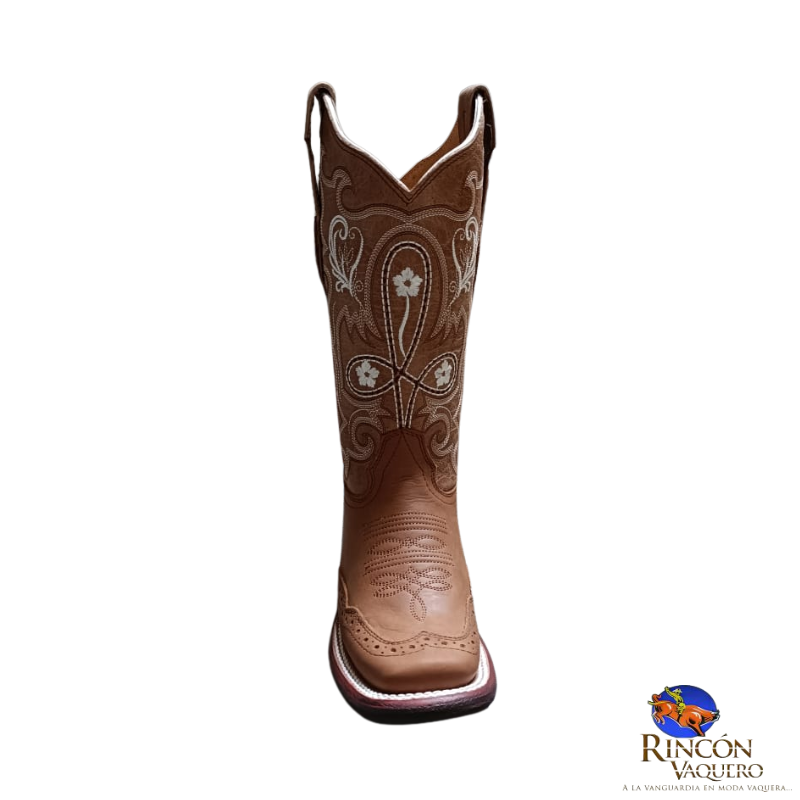 Bota para dama Tombstone en piel de res bordado floreado