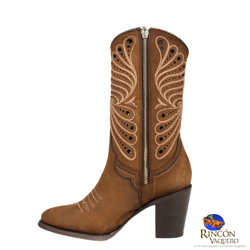 Bota para dama en piel genuina de res