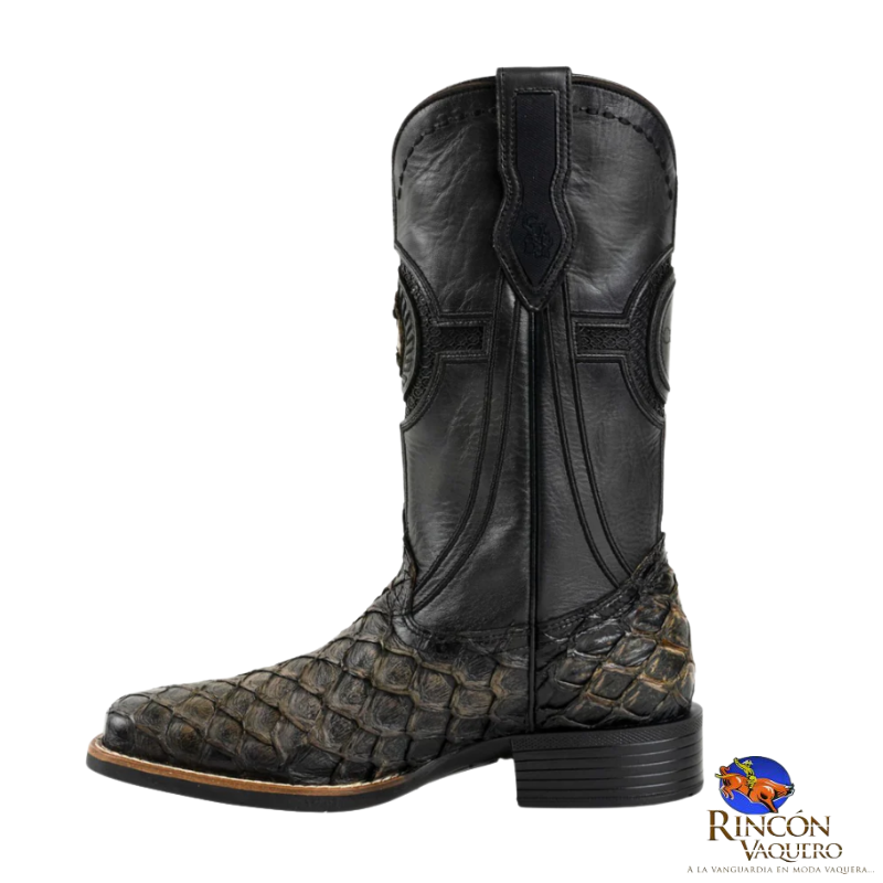 Bota rodeo en piel genuina de pirarucú para caballero
